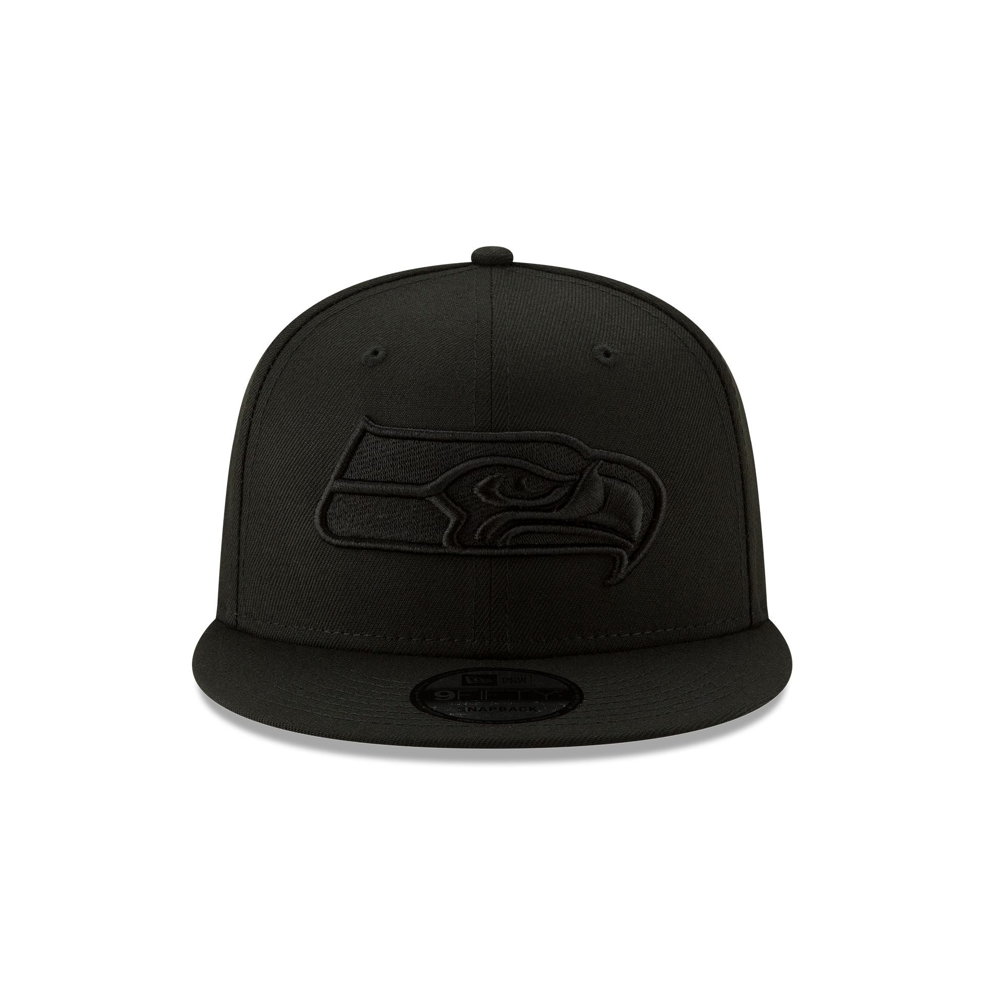 Seattle Seahawks Basic Black on Black 9FIFTY Snapback Hat - Image 2