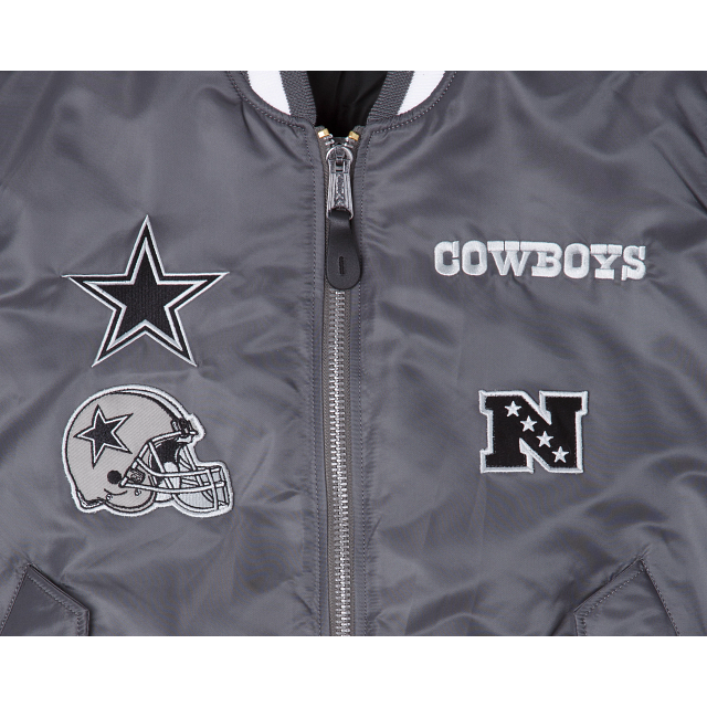 Alpha Industries X Dallas Cowboys Gray MA-1 Bomber Jacket - Image 3