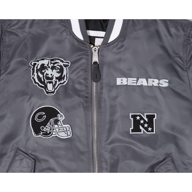 Alpha Industries X Chicago Bears Gray MA-1 Bomber Jacket - Image 3
