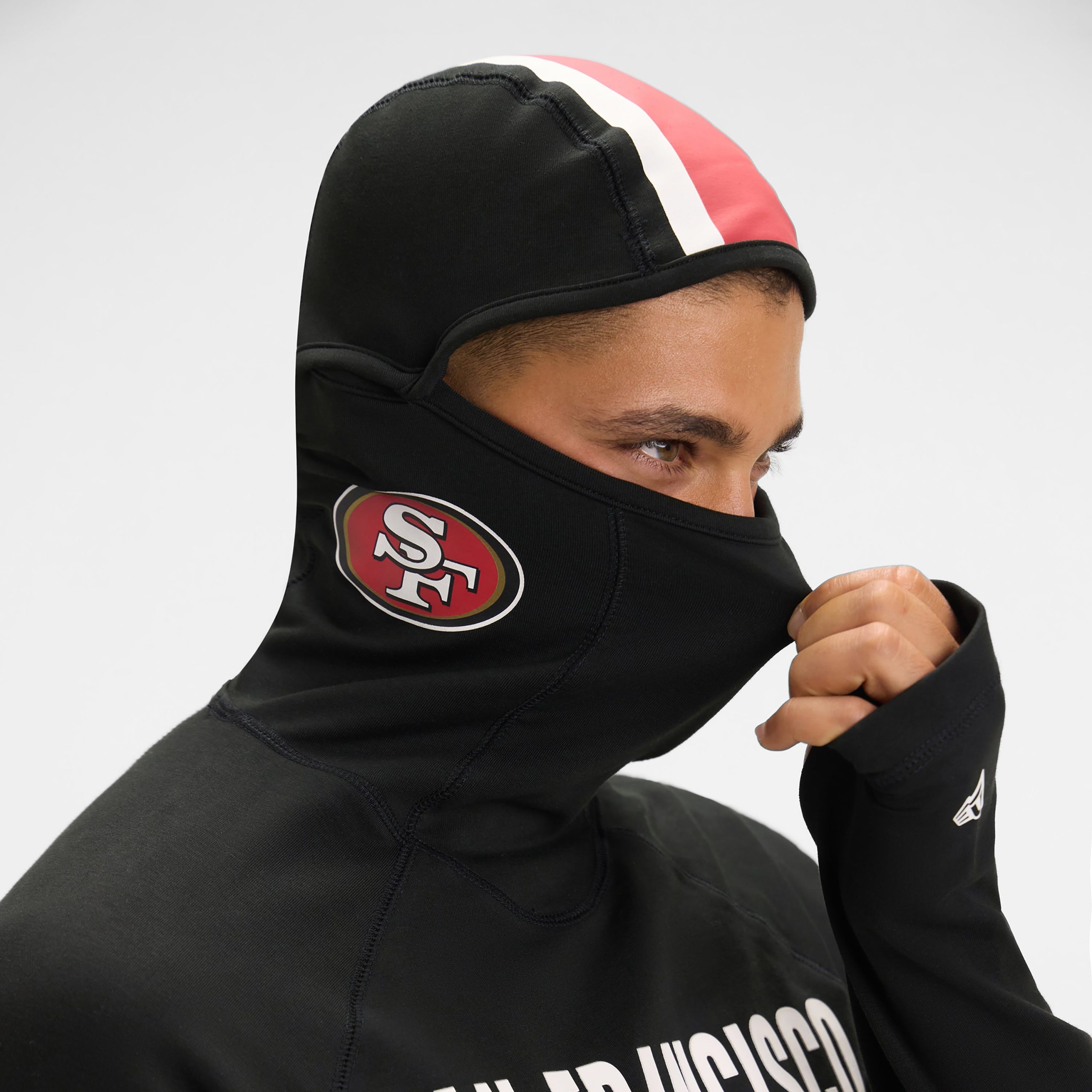 San Francisco 49ers 2025 Functional Fandom Black Balaclava Hoodie - Image 6