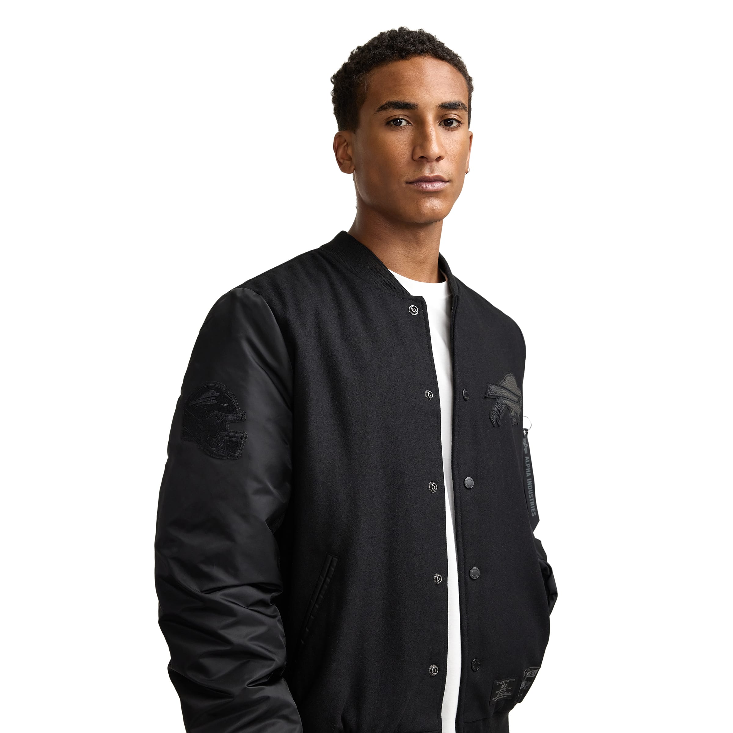 Alpha Industries x New York Giants MA-1 Wool Varsity Jacket Black - Image 2