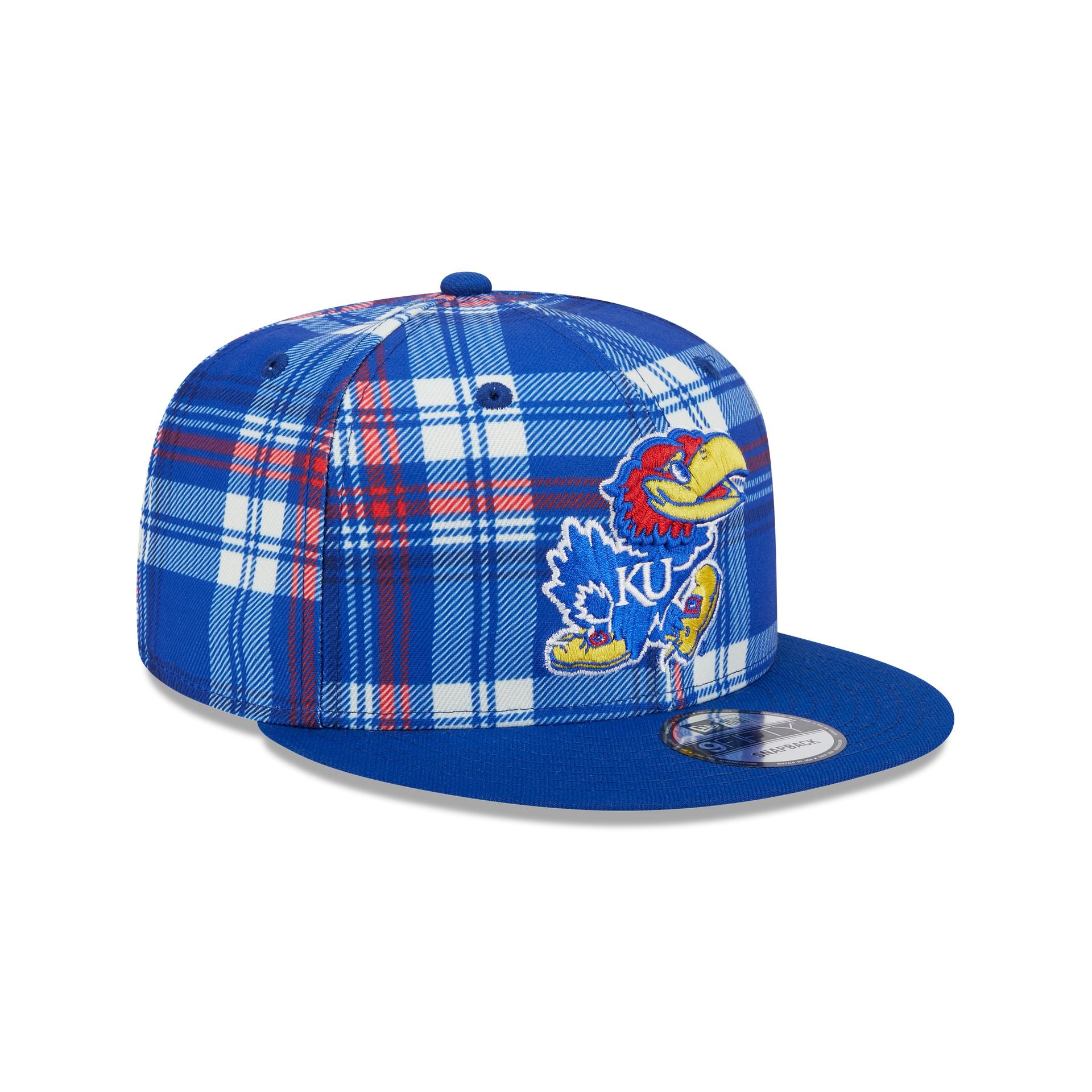 Kansas Jayhawks Plaid 9FIFTY Snapback Hat - Image 3