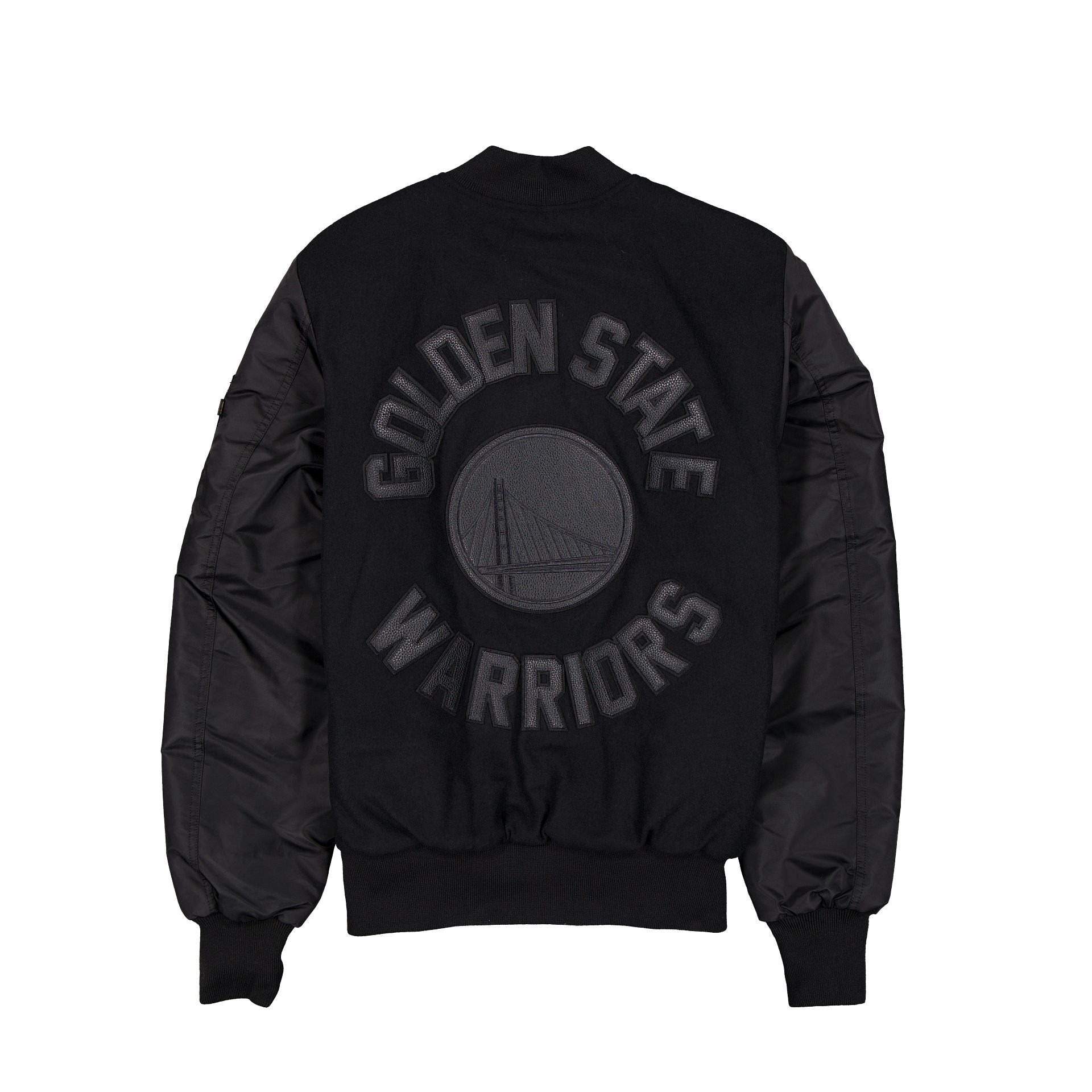 Alpha Industries x Golden State Warriors MA-1 Wool Varsity Jacket Black - Image 3