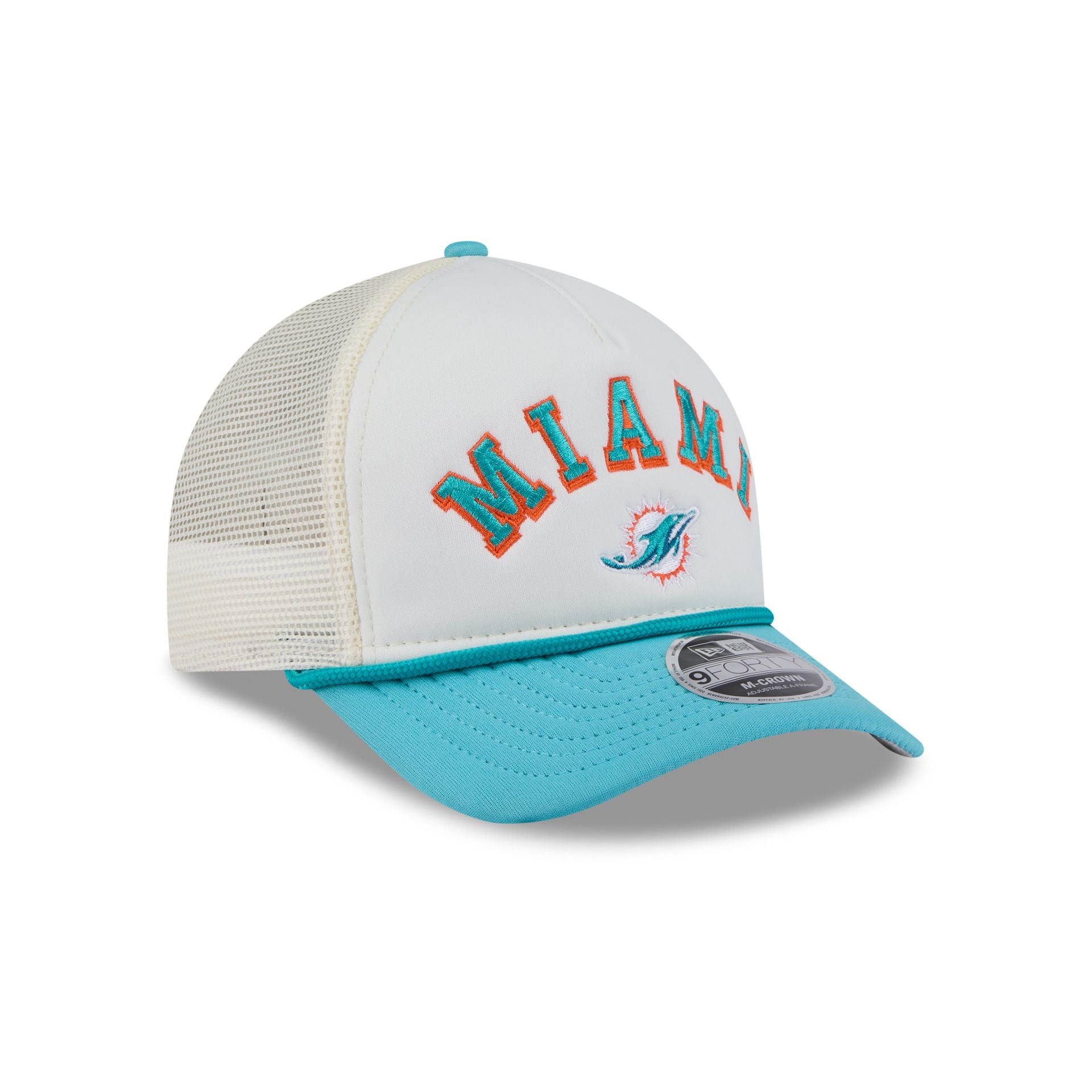 Miami Dolphins Chrome Arch 9FORTY M-Crown A-Frame Trucker Hat - Image 3