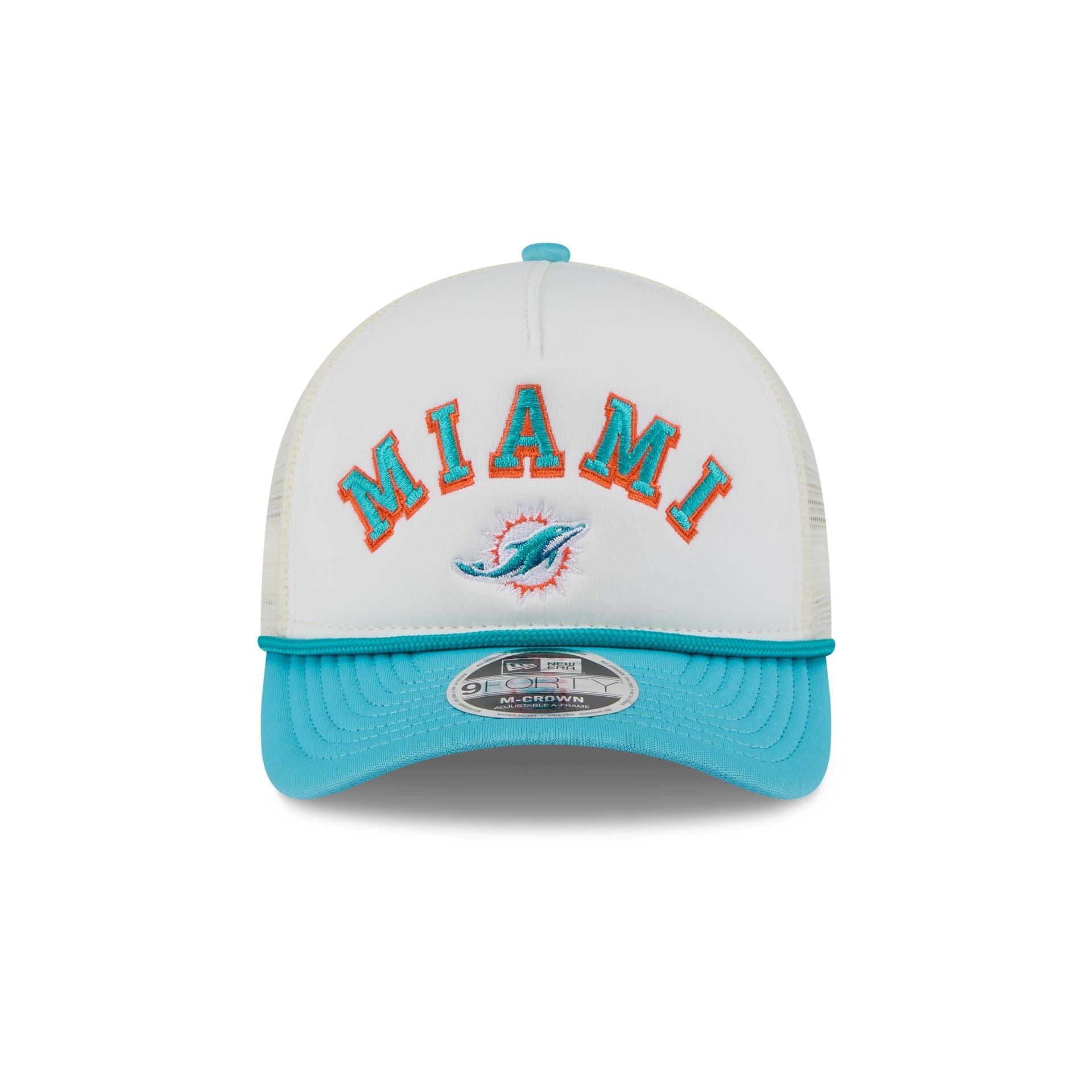 Miami Dolphins Chrome Arch 9FORTY M-Crown A-Frame Trucker Hat - Image 2