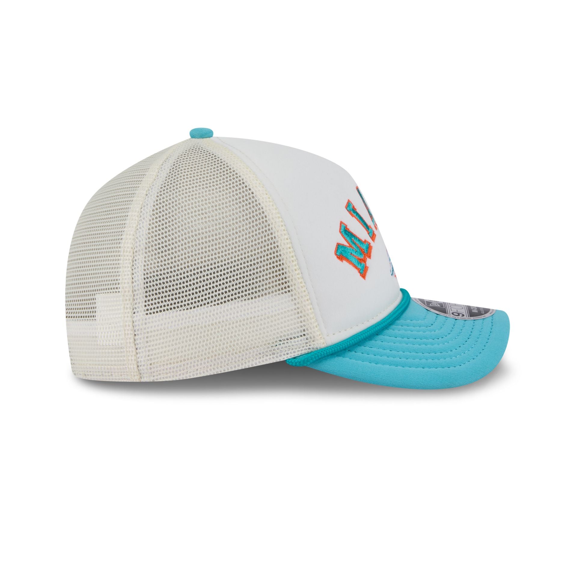 Miami Dolphins Chrome Arch 9FORTY M-Crown A-Frame Trucker Hat - Image 5
