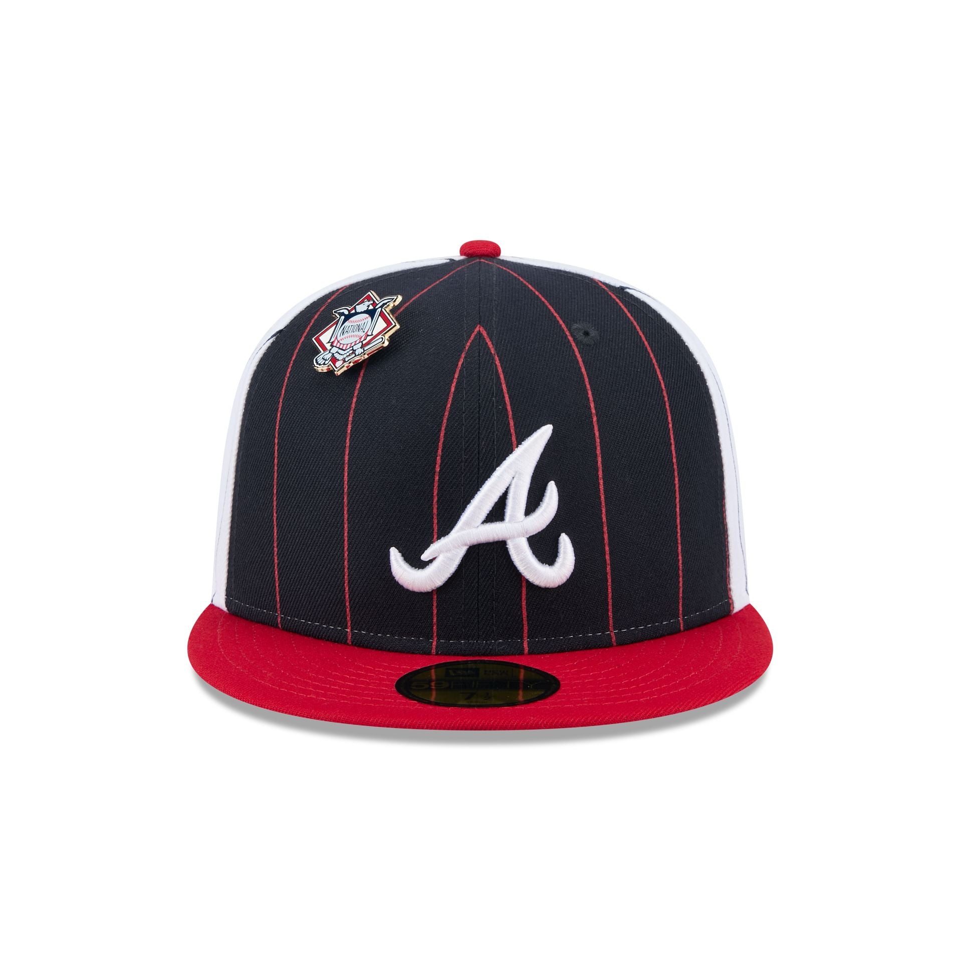Atlanta Braves Pinstripe League Pin 59FIFTY Fitted Hat - Image 2