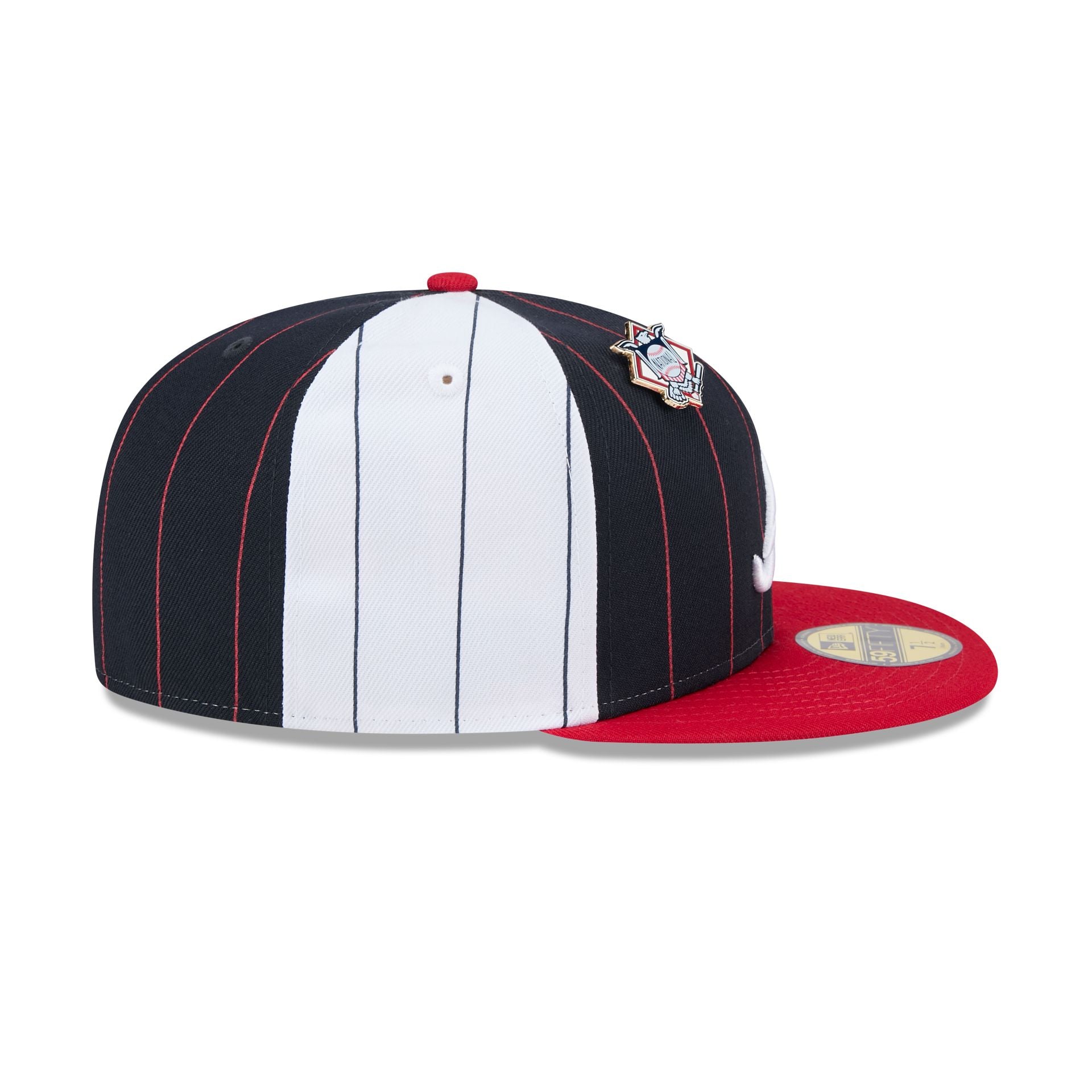 Atlanta Braves Pinstripe League Pin 59FIFTY Fitted Hat - Image 5