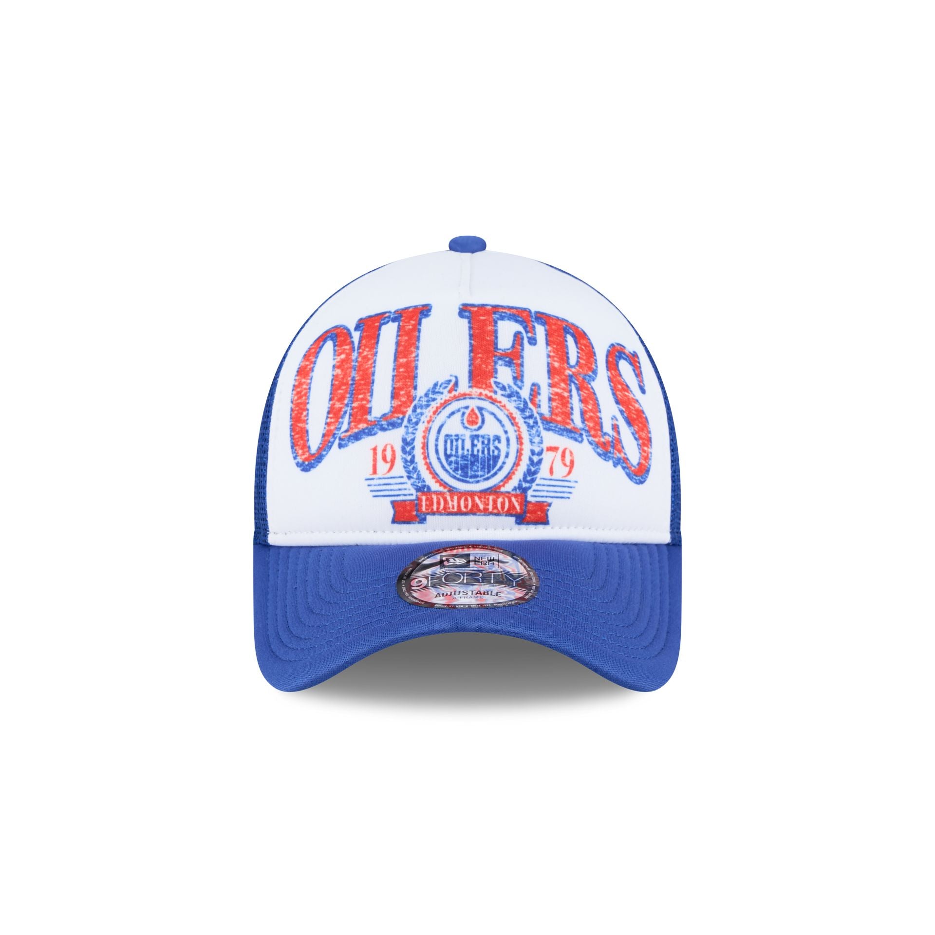 Edmonton Oilers Distressed 9FORTY A-Frame Trucker Hat - Image 2