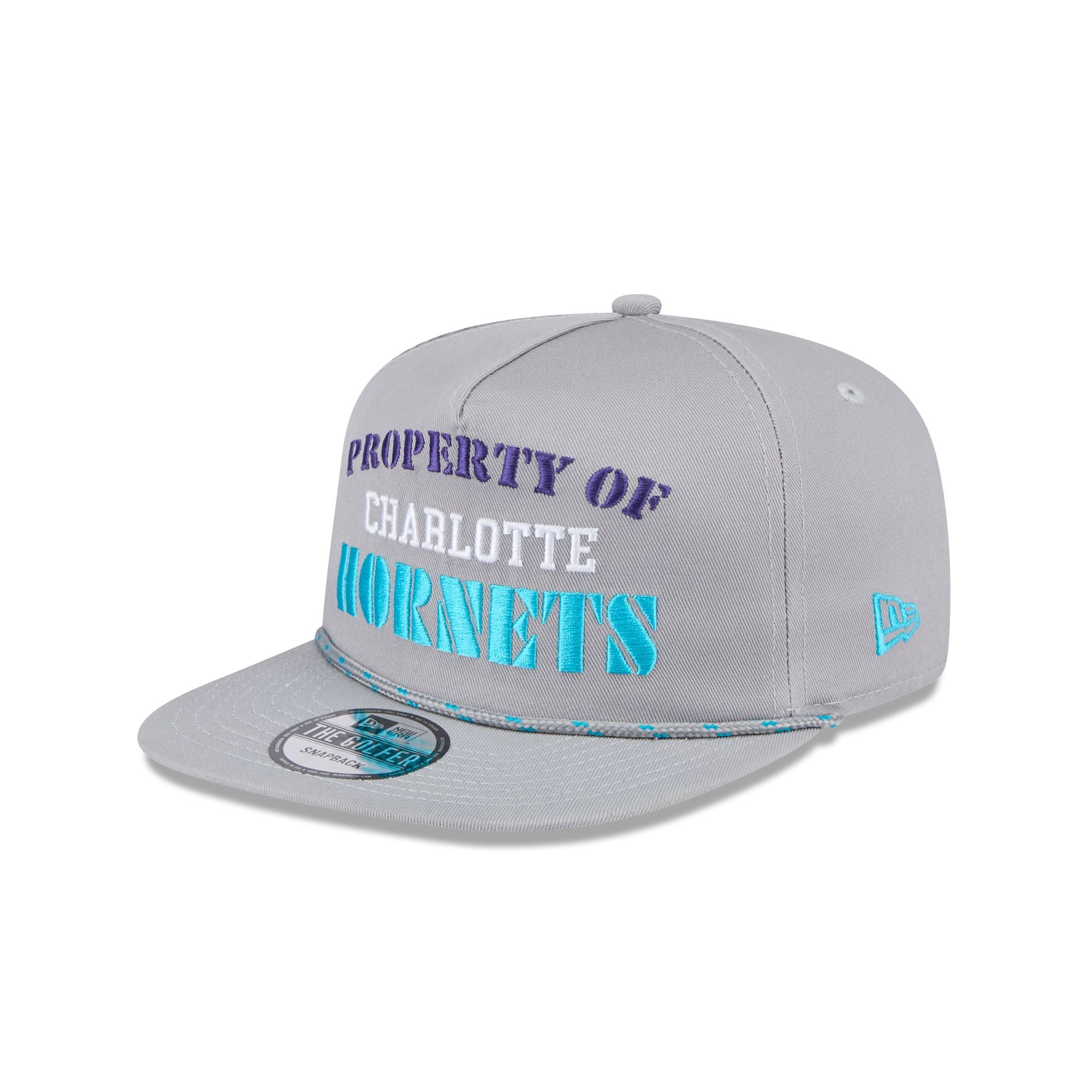 Charlotte Hornets Vintage Gray Rope Golfer Hat - Image 3