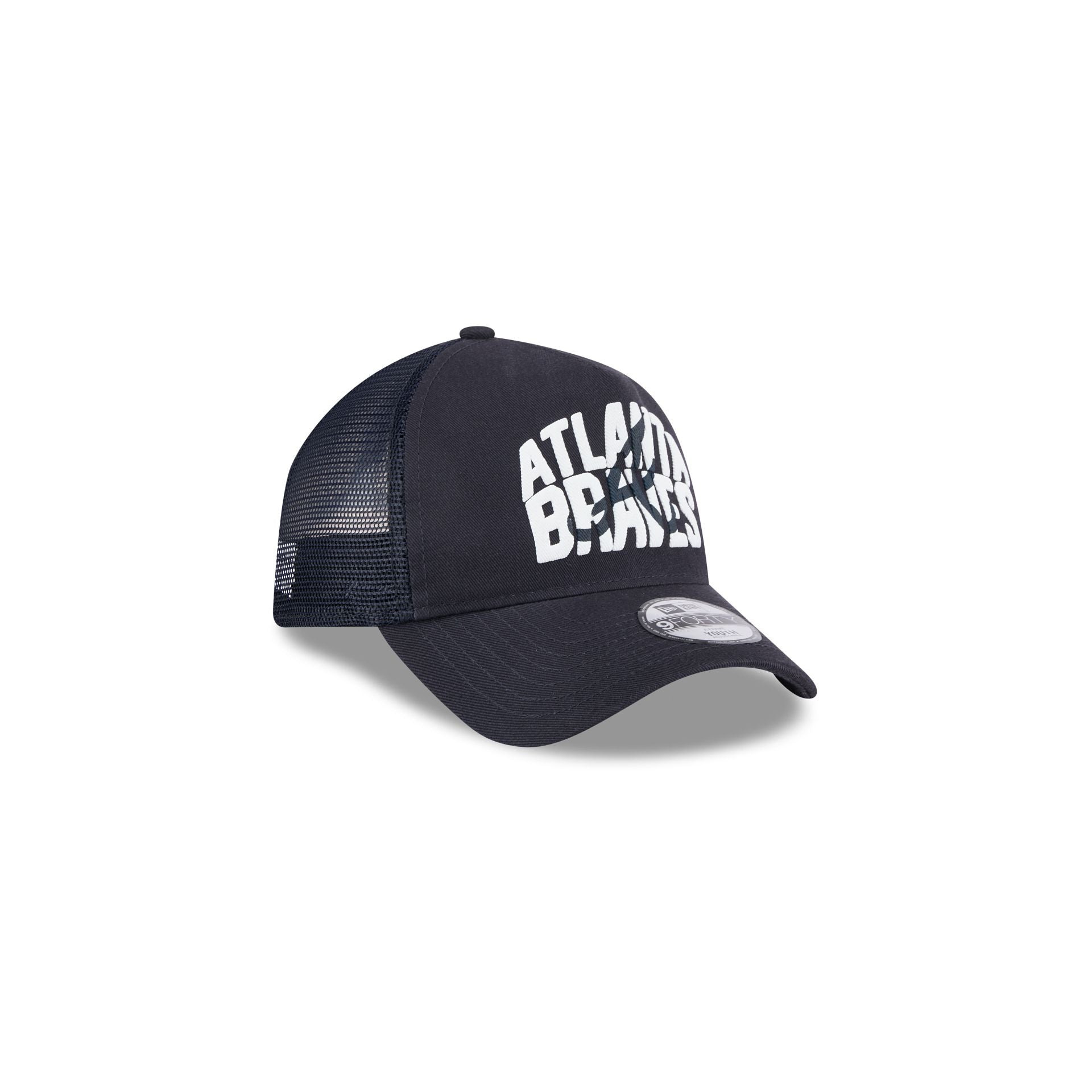 Atlanta Braves Kids Chalk 9FORTY A-Frame Trucker Hat - Image 3