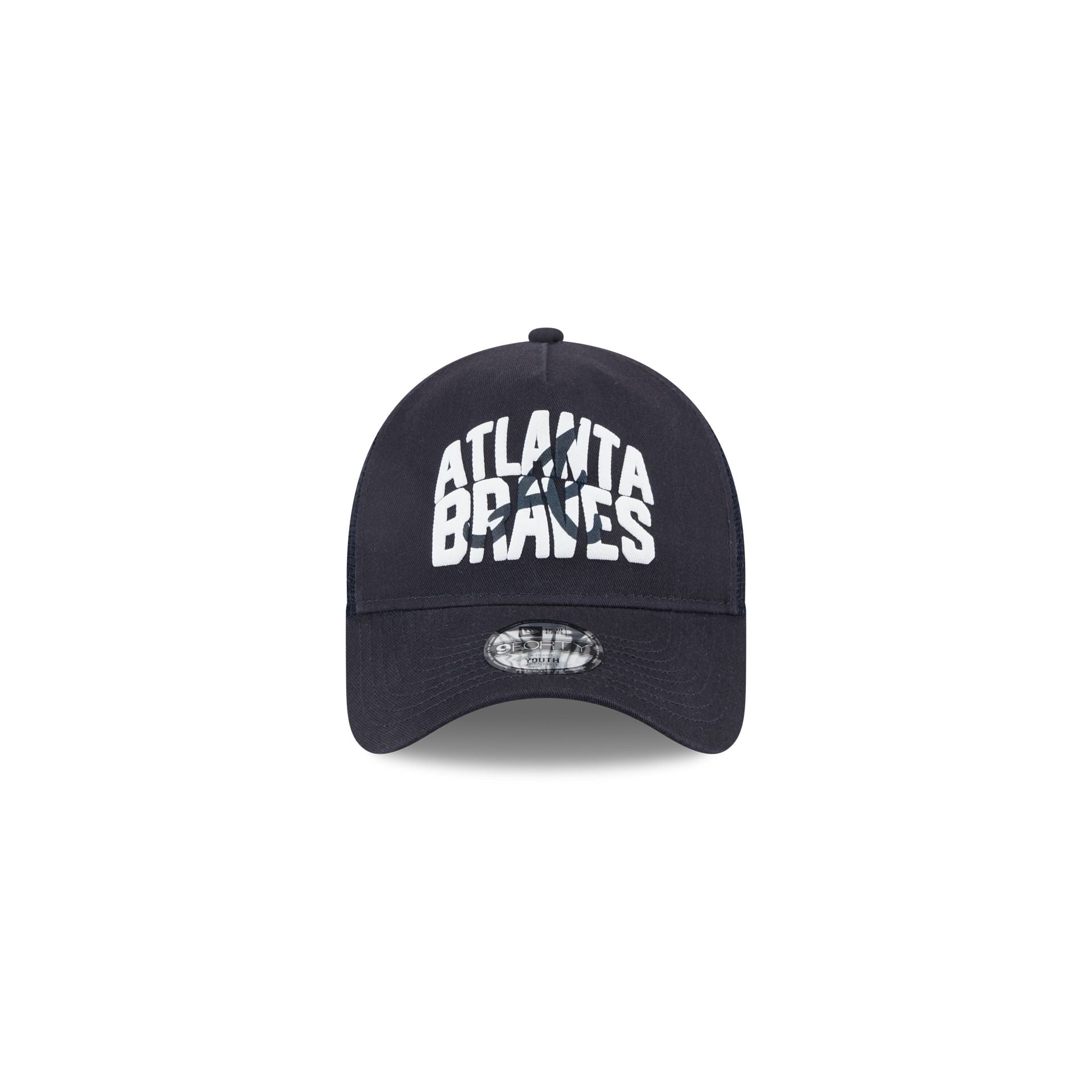 Atlanta Braves Kids Chalk 9FORTY A-Frame Trucker Hat - Image 2