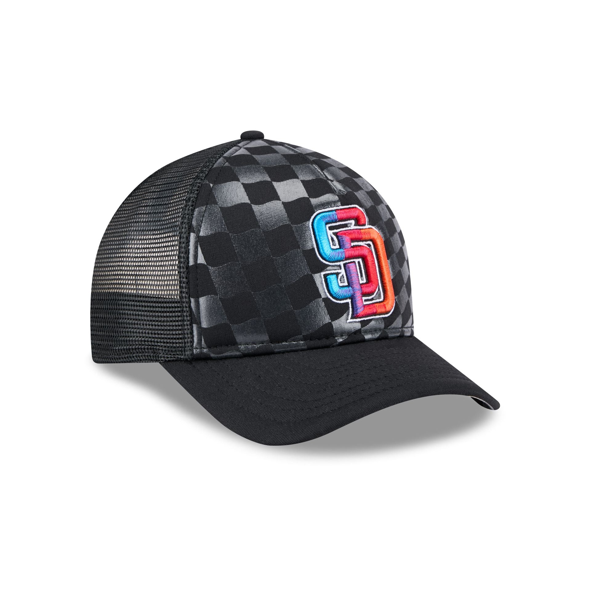 San Diego Padres Gradient Raceway 9FORTY M-Crown A-Frame Trucker Hat - Image 3
