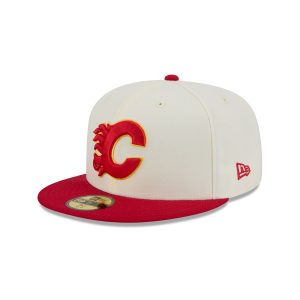 Calgary Flames Chrome White 59FIFTY Fitted Hat