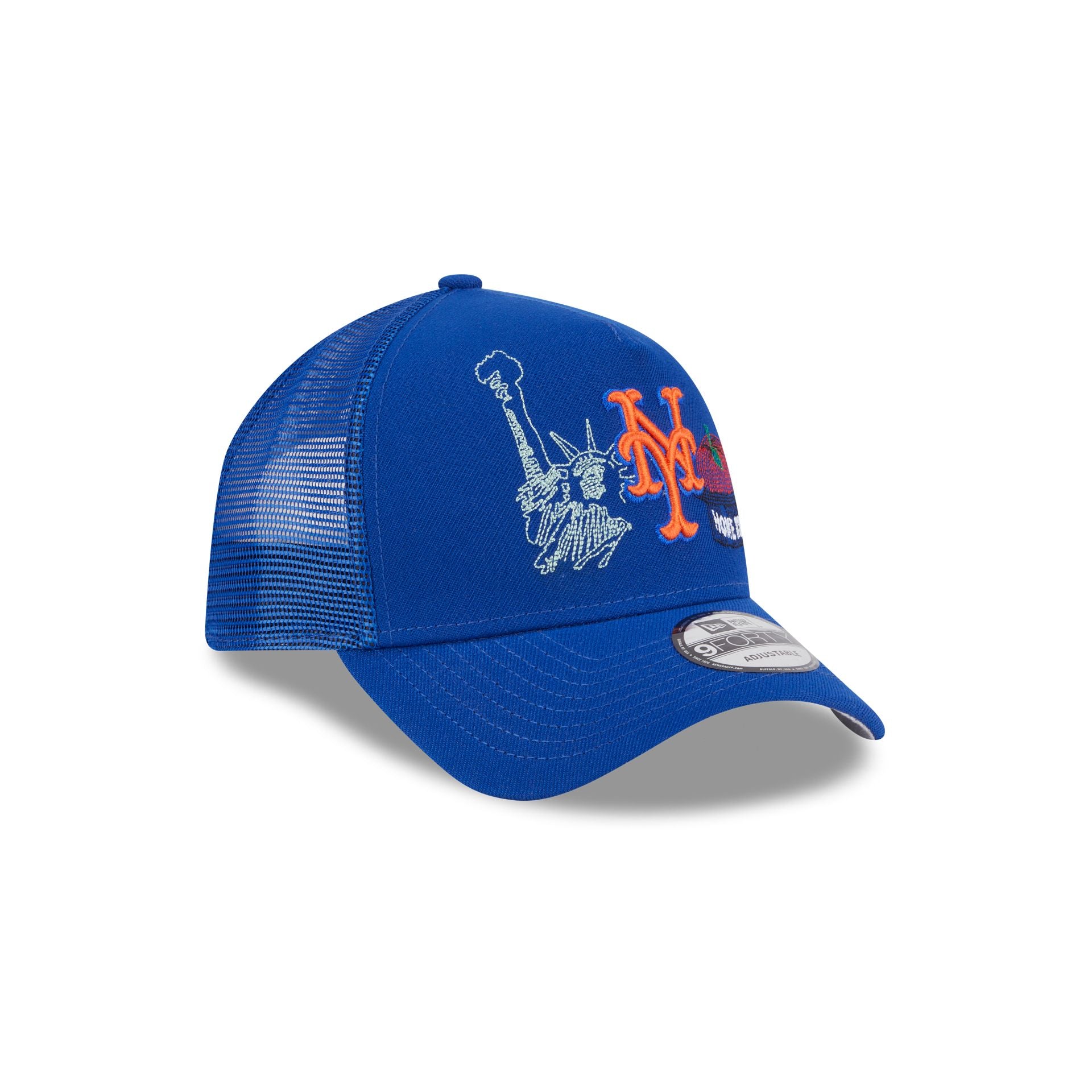 New York Mets State Stitch 9FORTY A-Frame Trucker Hat - Image 3