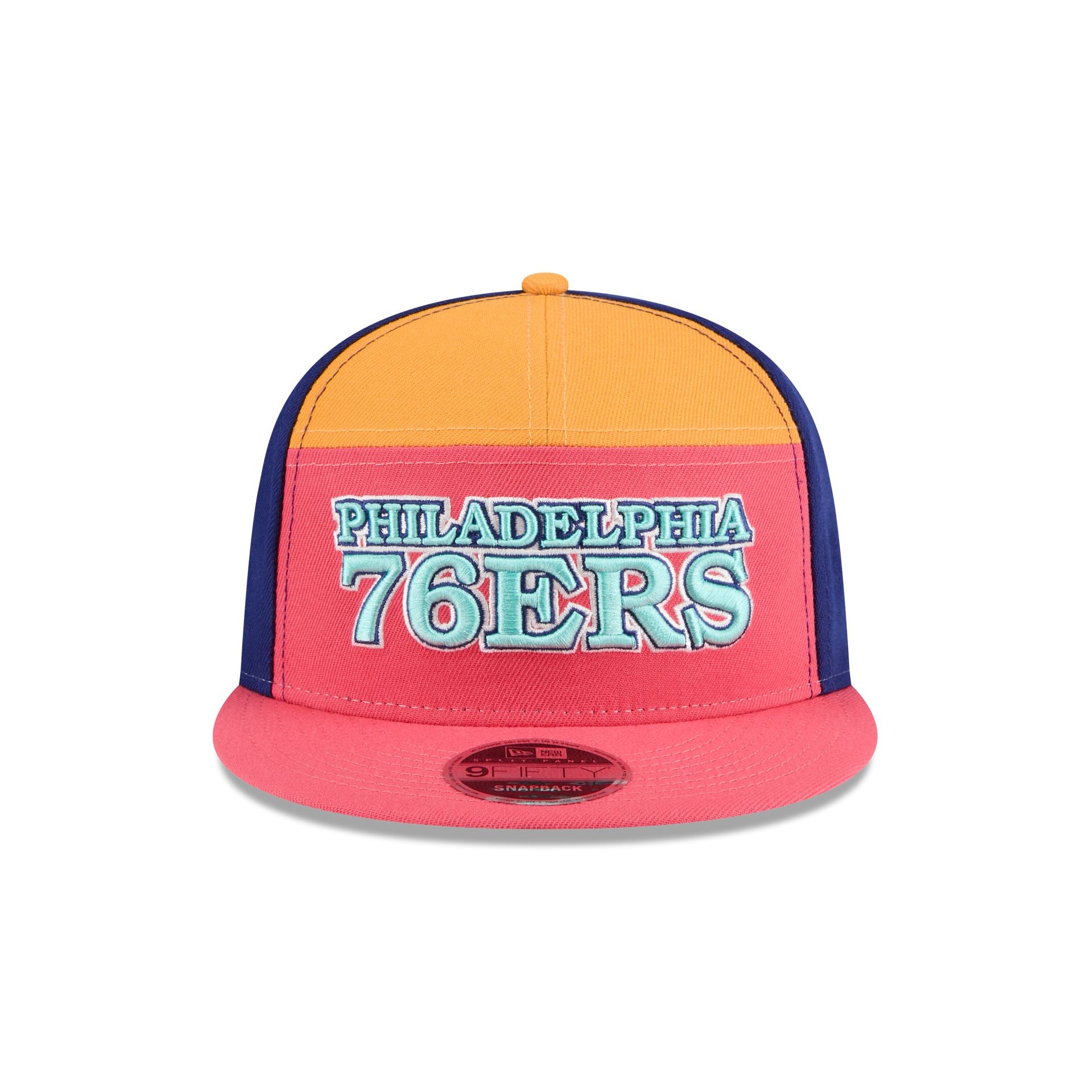 Philadelphia 76ers Coral Split Panel 9FIFTY Snapback Hat - Image 2