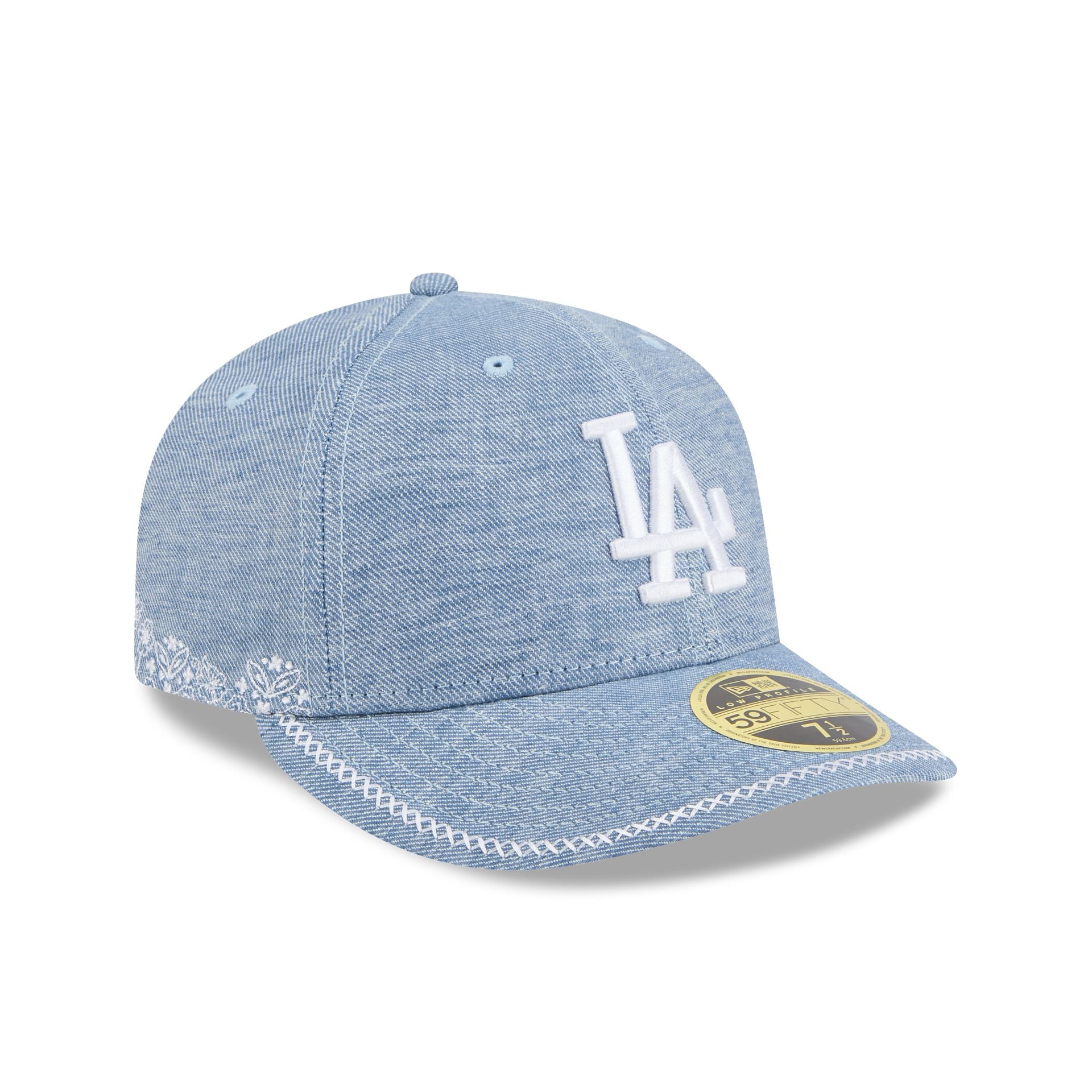 Los Angeles Dodgers Hand Stitched Chambray Low Profile 59FIFTY Fitted Hat - Image 3