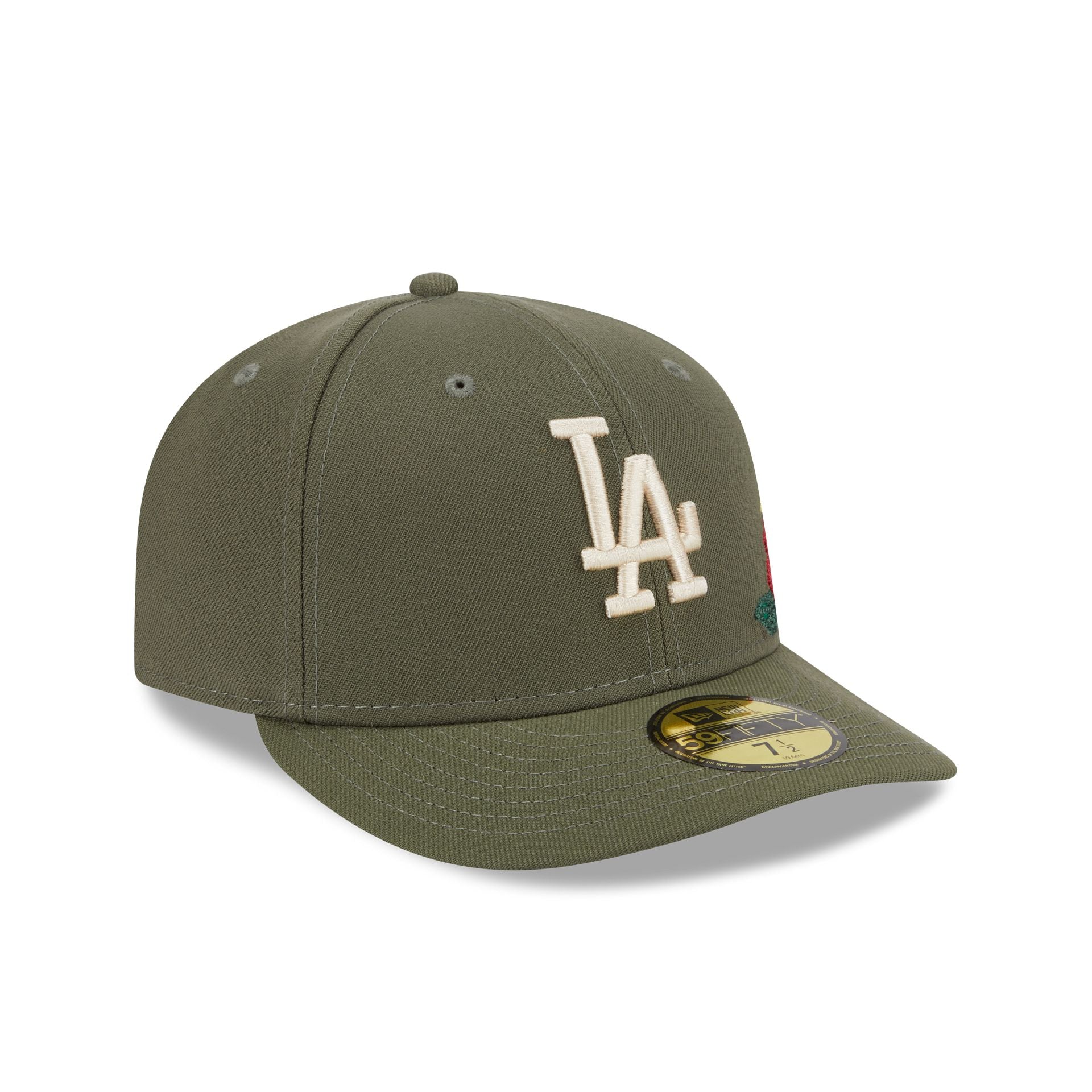 Los Angeles Dodgers Tonal Florals Olive 59FIFTY Fitted Hat - Image 3