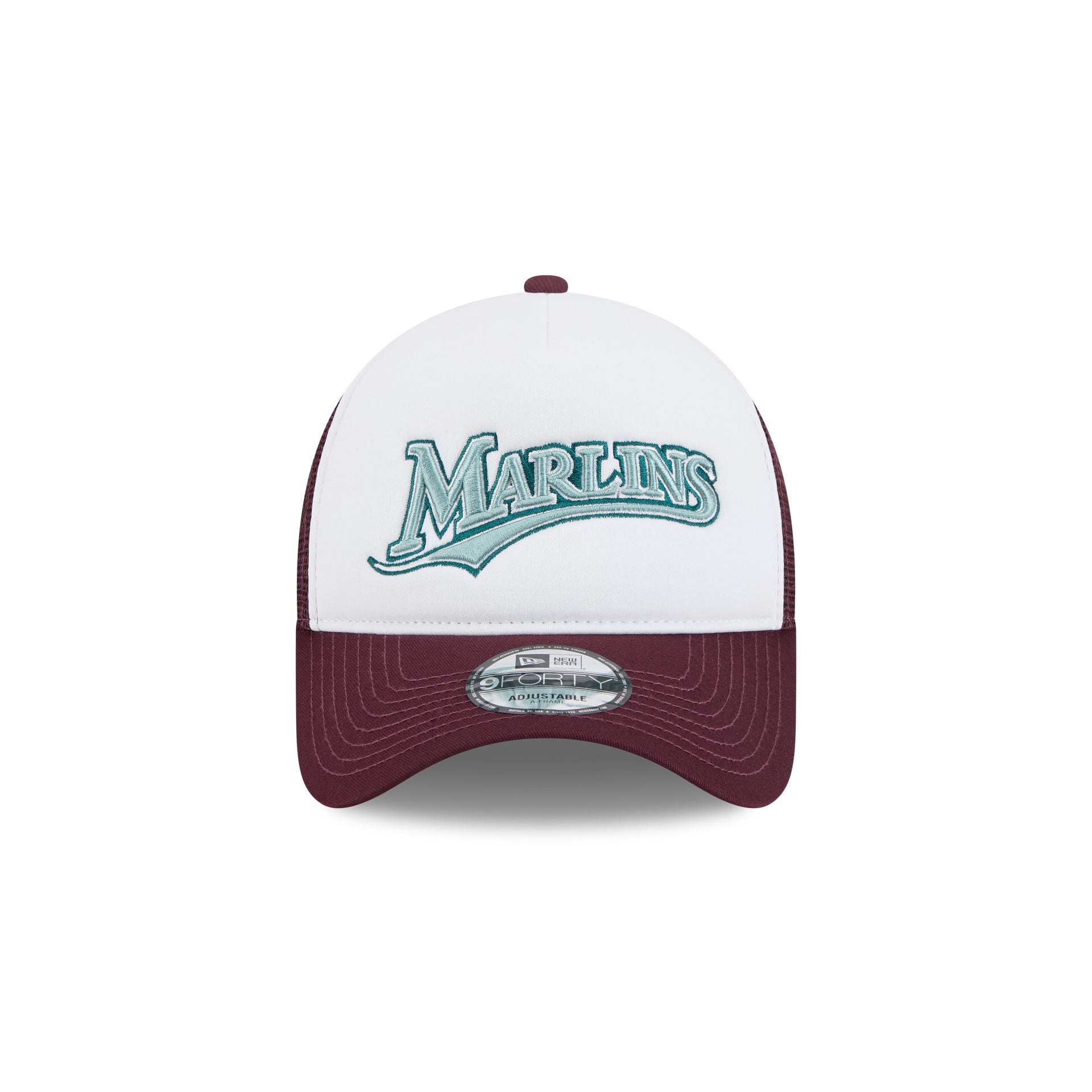 Miami Marlins Optic White 9FORTY A-Frame Snapback Hat - Image 2
