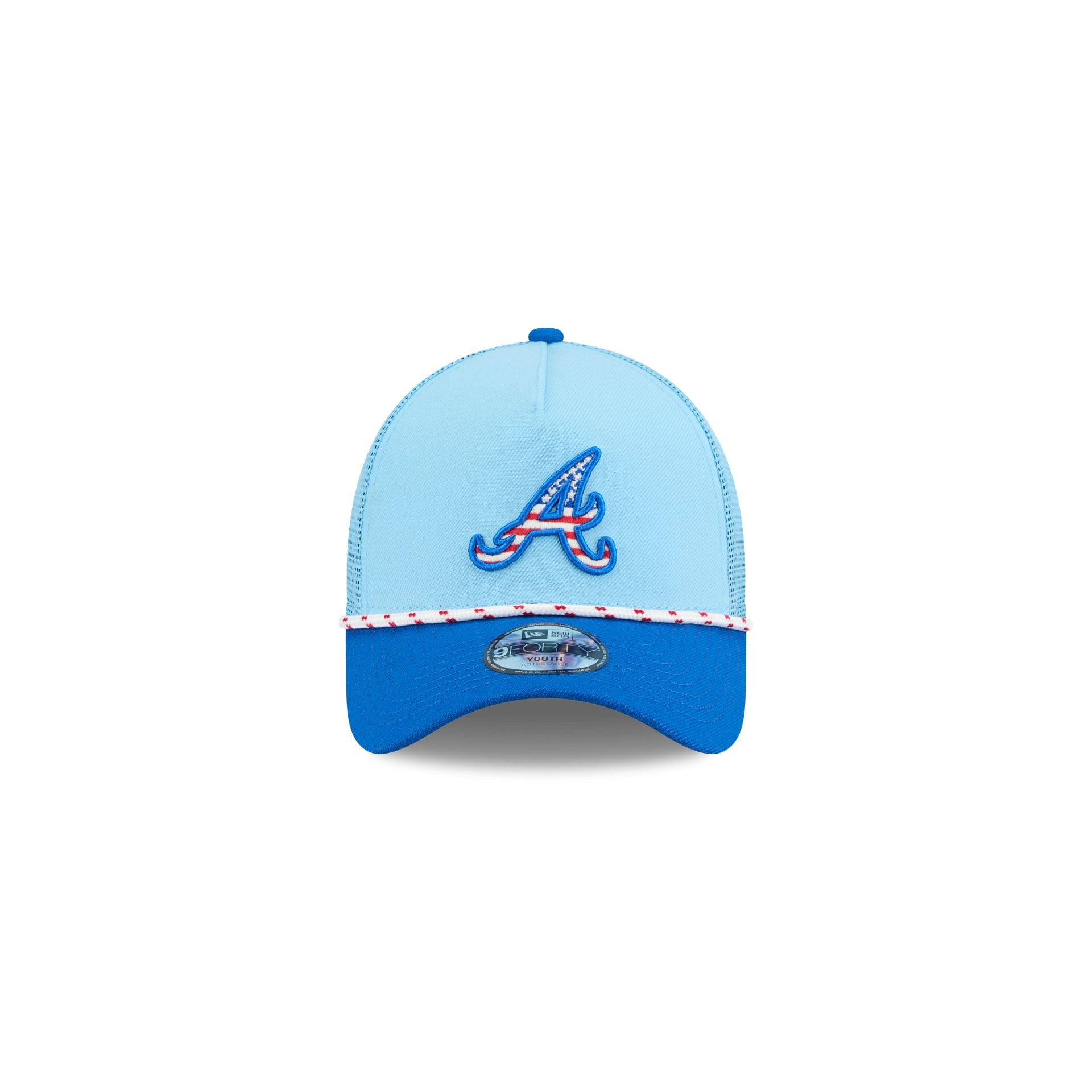 Atlanta Braves Independence Day 2025 Kids 9FORTY M-Crown A-Frame Trucker Hat - Image 2