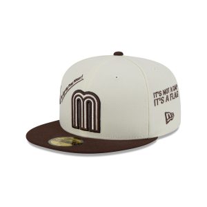 Mexico Baseball New Era Anniversary Logos Brown Visor 59FIFTY Fitted Hat