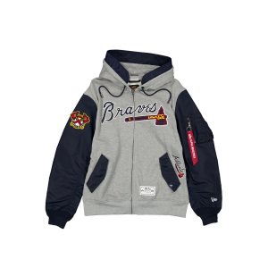 Alpha Industries x Atlanta Braves Gray MA-1 Full Zip Fleece Jacket