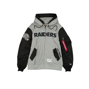 Alpha Industries x Las Vegas Raiders Gray MA-1 Full Zip Fleece Jacket