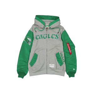 Alpha Industries x Philadelphia Eagles Historic Gray MA-1 Full Zip Fleece Jacket