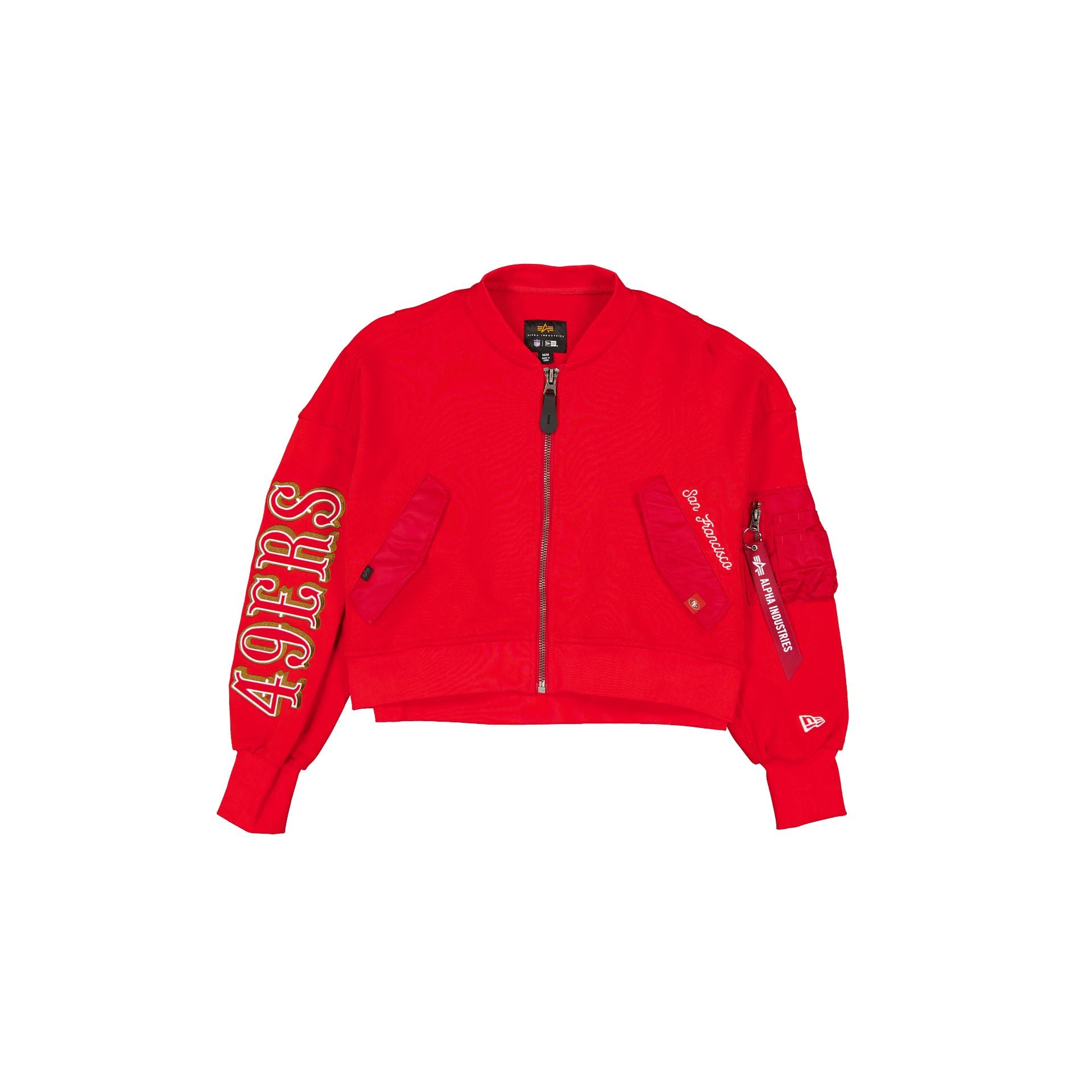 Alpha Industries x San Francisco 49ers Red Women's Full Zip Cropped Fleece Jacket