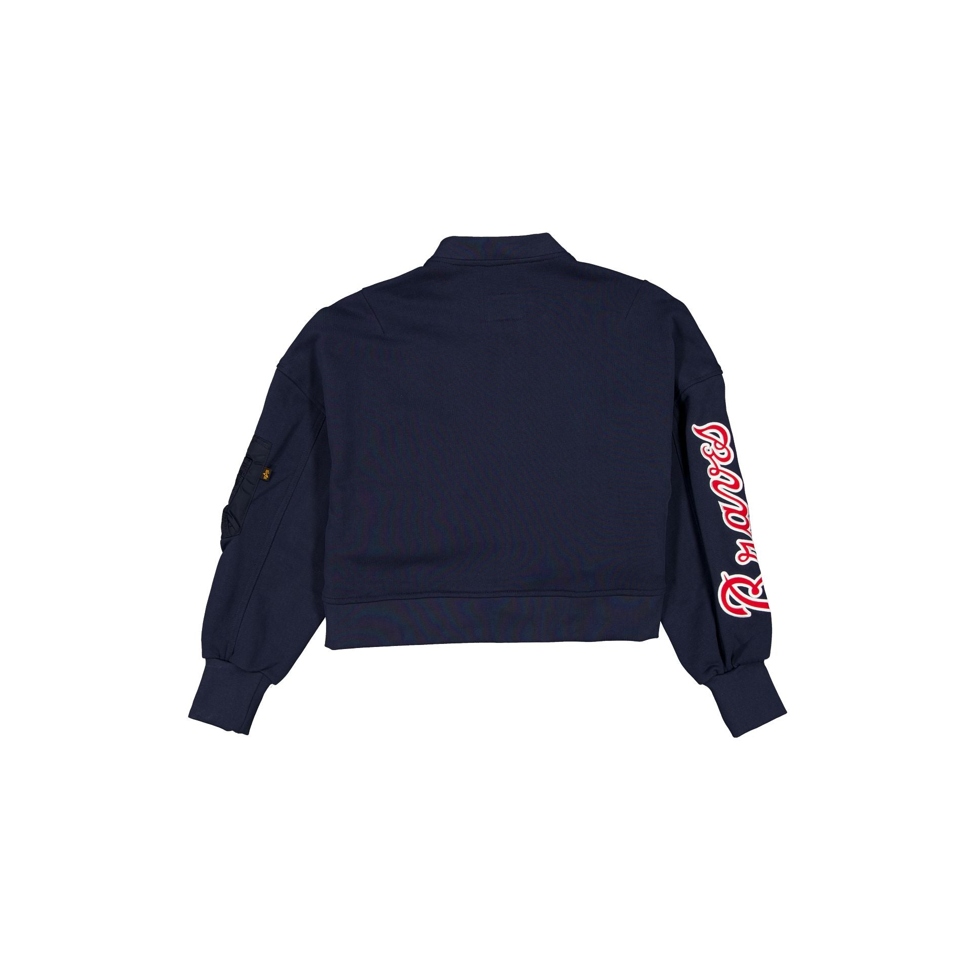 Alpha Industries x Atlanta Braves Navy Women's Full Zip Cropped Fleece Jacket - Image 2