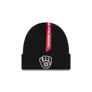 Alpha Industries x Milwaukee Brewers Black Cuff Knit Hat
