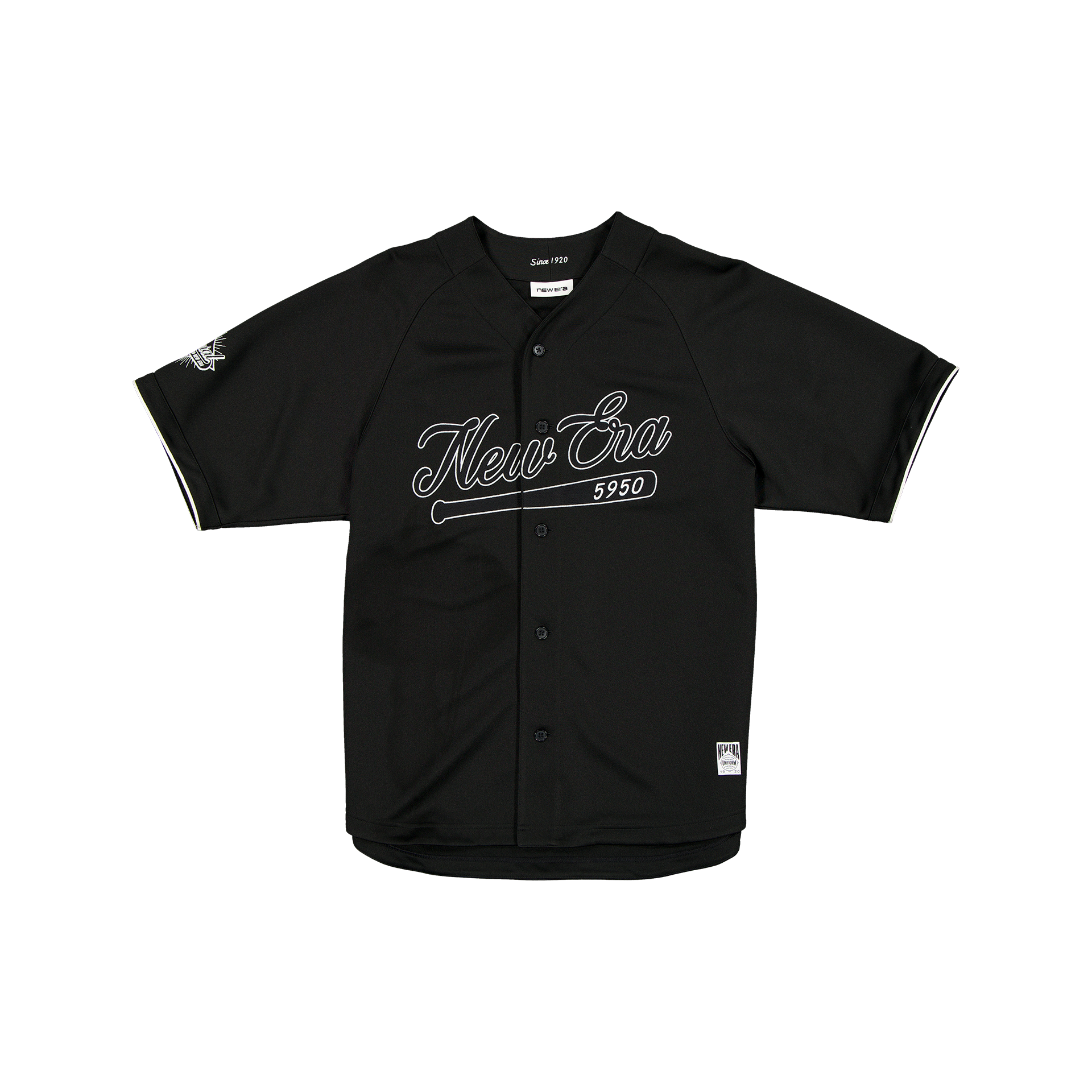 New Era Branded Batter's Eye Raglan Baseball Black Jersey