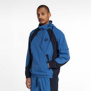 New Era Branded Retro-Tech NE2K Indigo Half-Zip Track Pullover