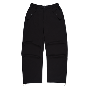 New Era Branded Nylon Military Black Cargo Pants