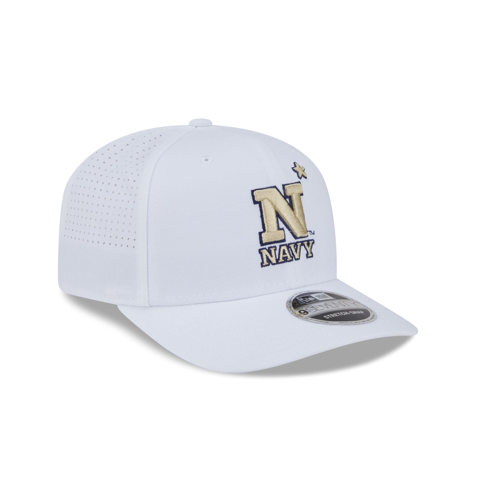 Navy Midshipmen Optic White Performance 9SEVENTY Stretch-Snap Hat - Image 3