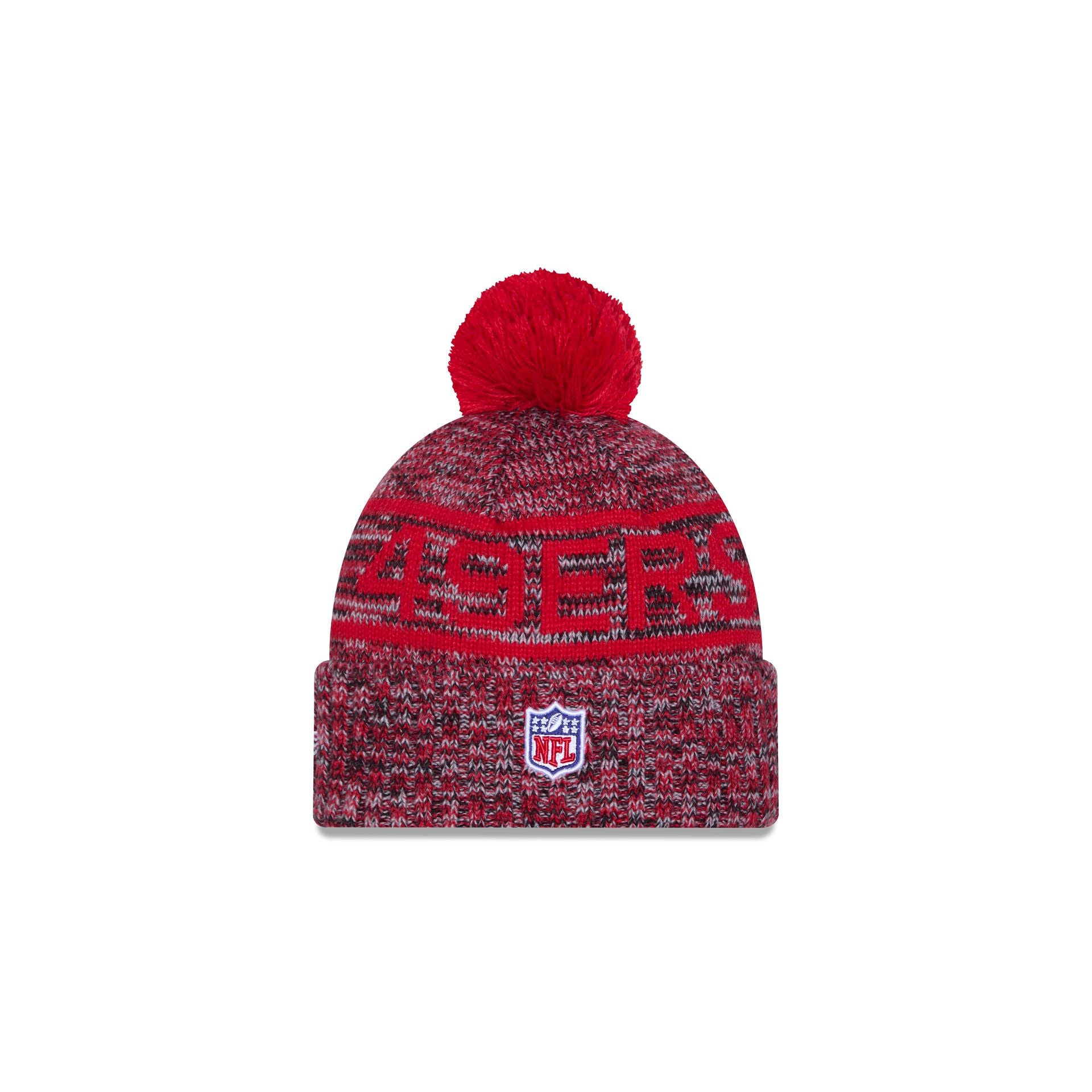 San Francisco 49ers 2025 Sideline Cold Weather Kids Pom Knit Hat - Image 3