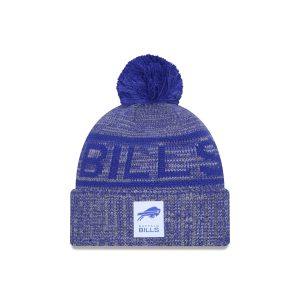 Buffalo Bills 2025 Sideline Cold Weather Gray Pom Knit Hat