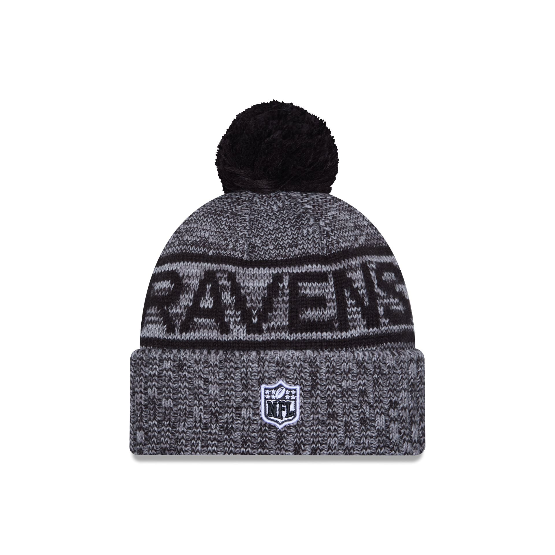 Baltimore Ravens 2025 Sideline Cold Weather Gray Pom Knit Hat - Image 3