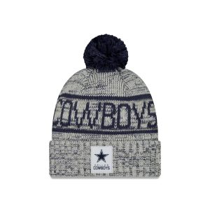 Dallas Cowboys 2025 Sideline Cold Weather Gray Pom Knit Hat
