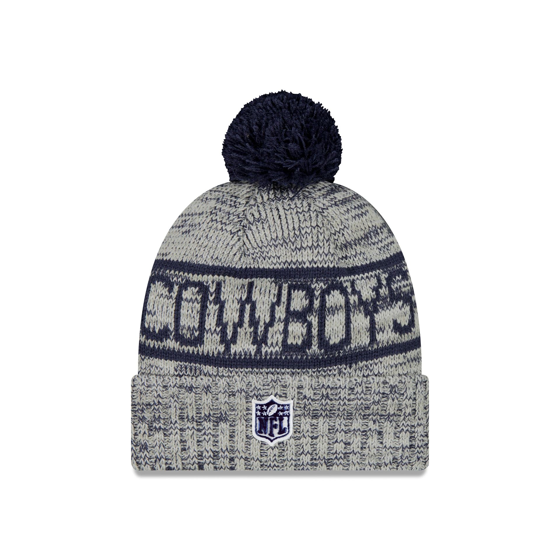 Dallas Cowboys 2025 Sideline Cold Weather Gray Pom Knit Hat - Image 2