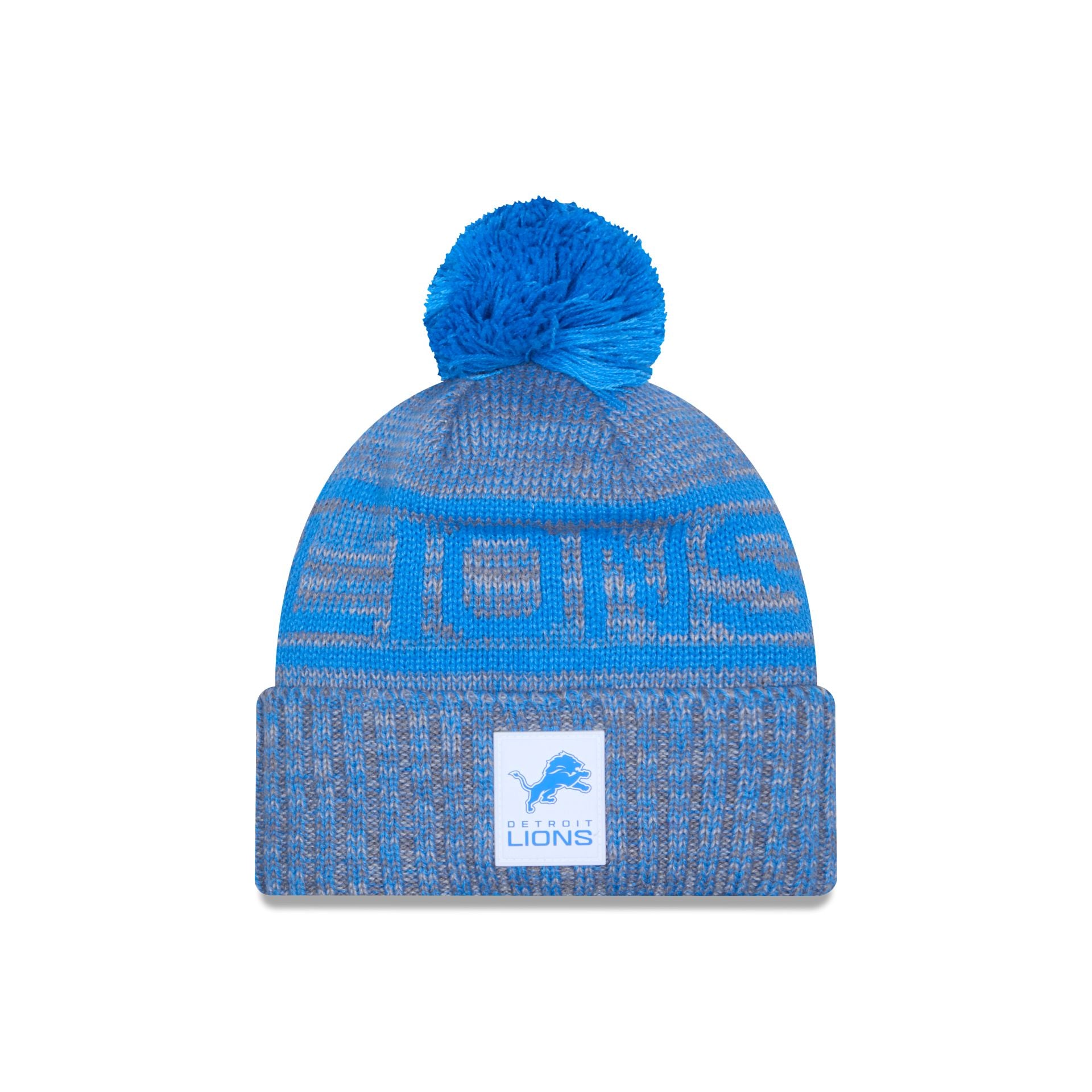 Detroit Lions 2025 Sideline Cold Weather Gray Pom Knit Hat