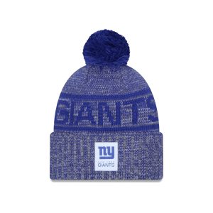 New York Giants 2025 Sideline Cold Weather Gray Pom Knit Hat