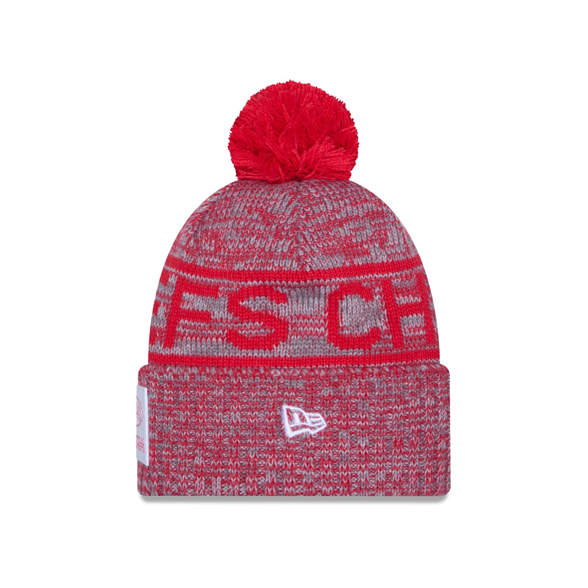 Kansas City Chiefs 2025 Sideline Cold Weather Gray Pom Knit Hat - Image 2