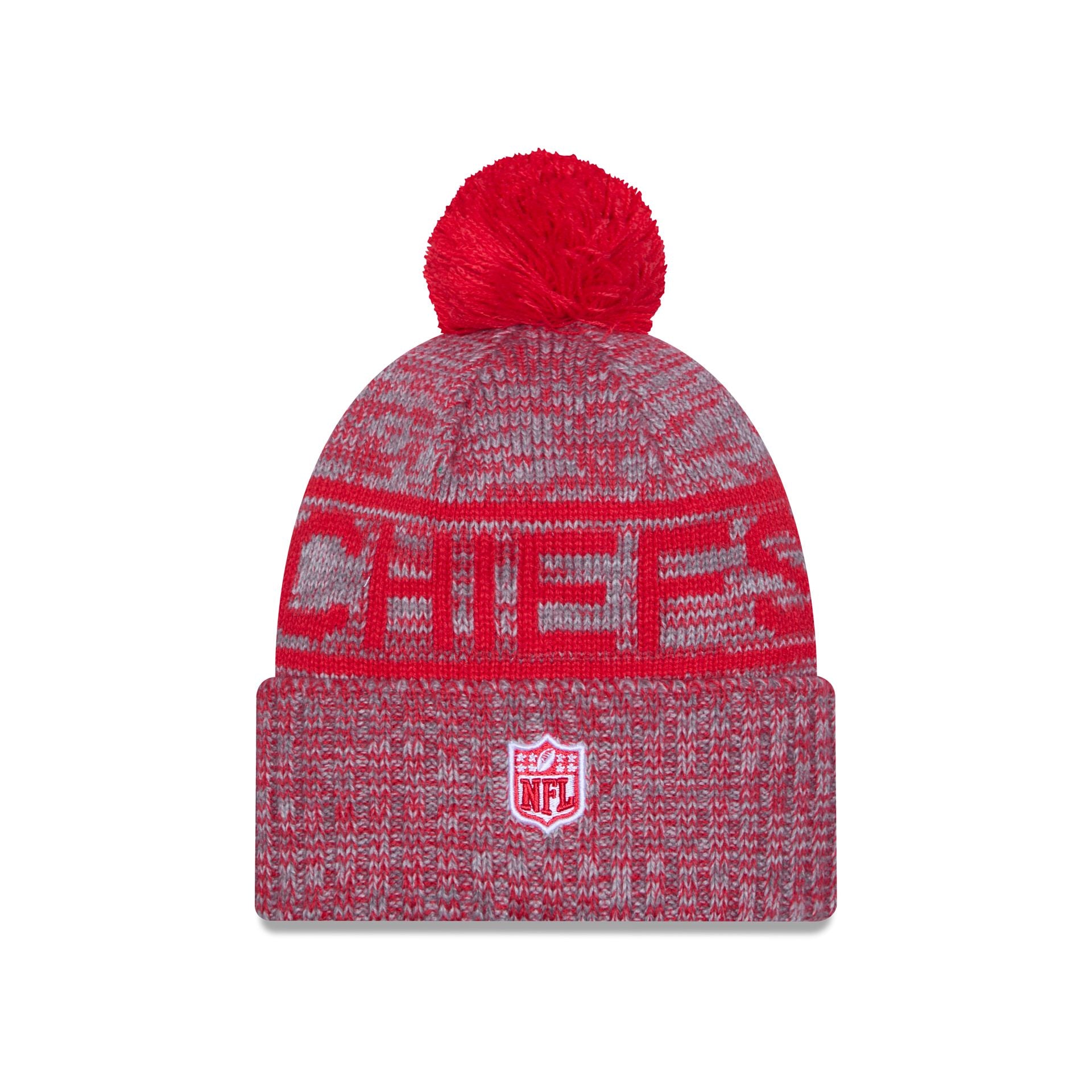 Kansas City Chiefs 2025 Sideline Cold Weather Gray Pom Knit Hat - Image 3