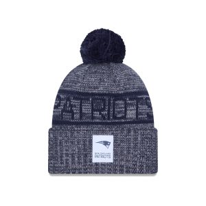 New England Patriots 2025 Sideline Cold Weather Gray Pom Knit Hat