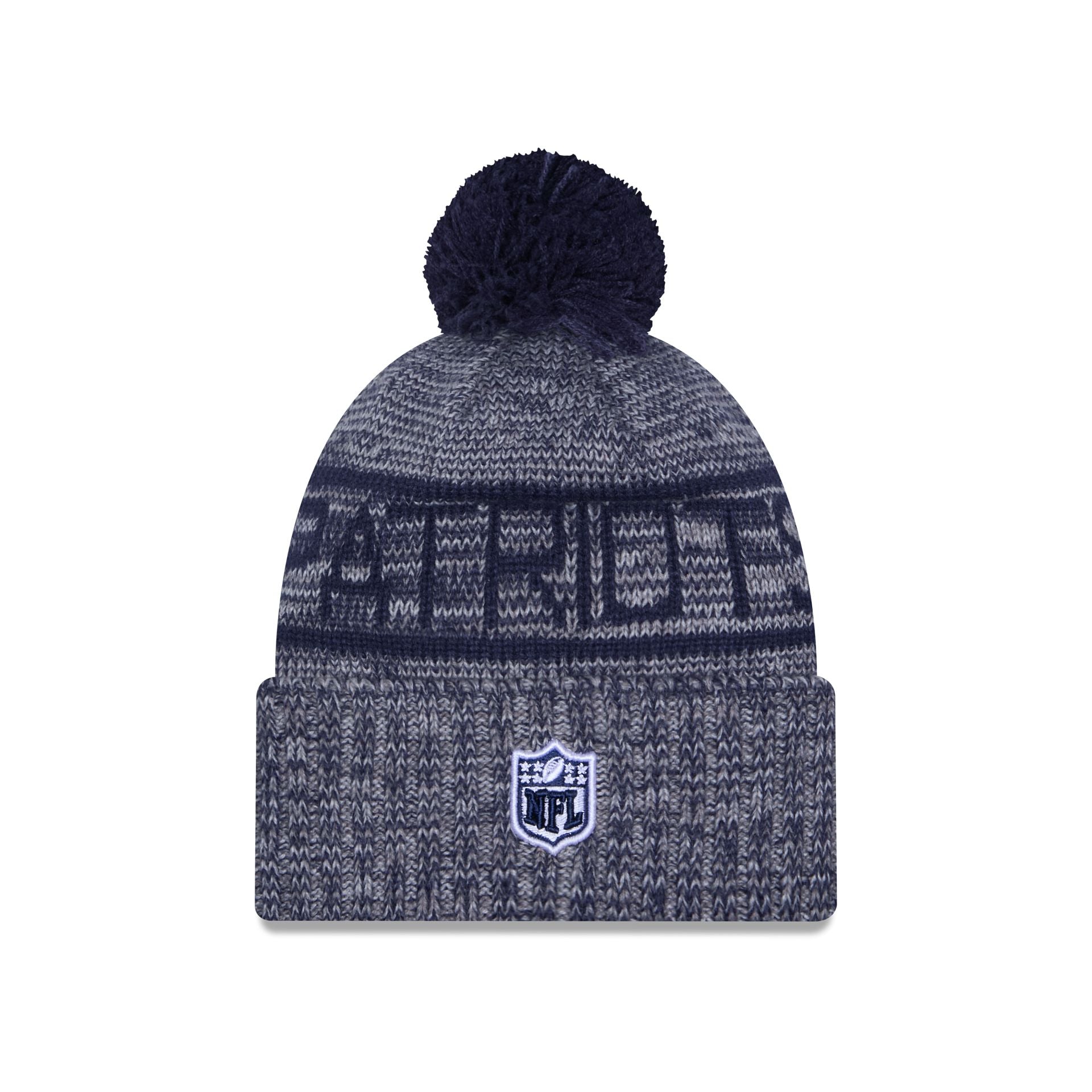 New England Patriots 2025 Sideline Cold Weather Gray Pom Knit Hat - Image 3