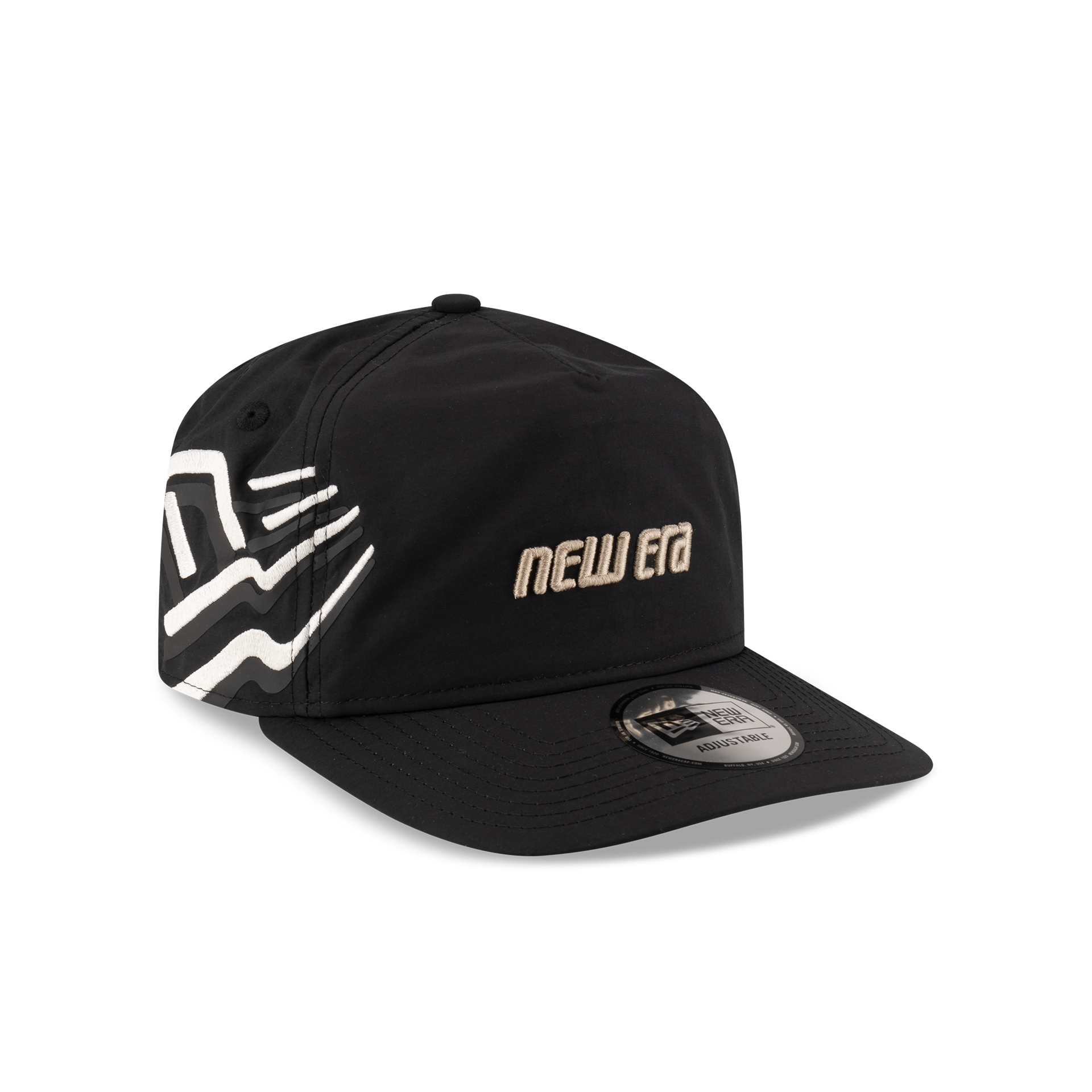 New Era Branded Raised Flag Black Golfer Hat