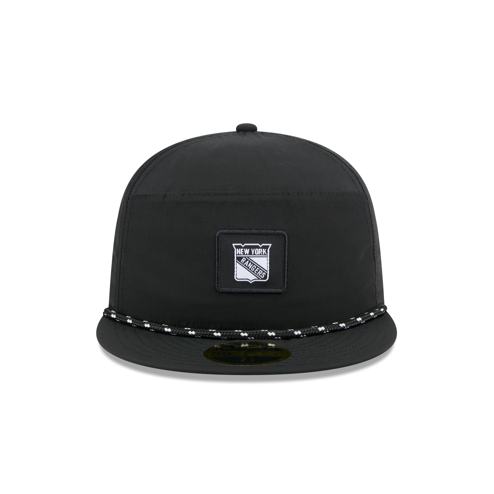 New York Rangers Black Poly Rope Split Panel 59FIFTY Fitted Hat - Image 2