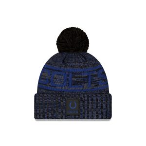 Indianapolis Colts 2025 Sideline Cold Weather Black Pom Knit Hat