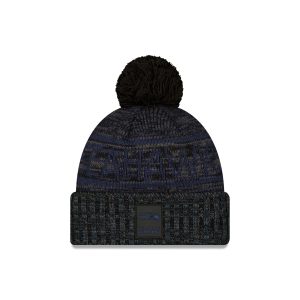 Seattle Seahawks 2025 Sideline Cold Weather Black Pom Knit Hat
